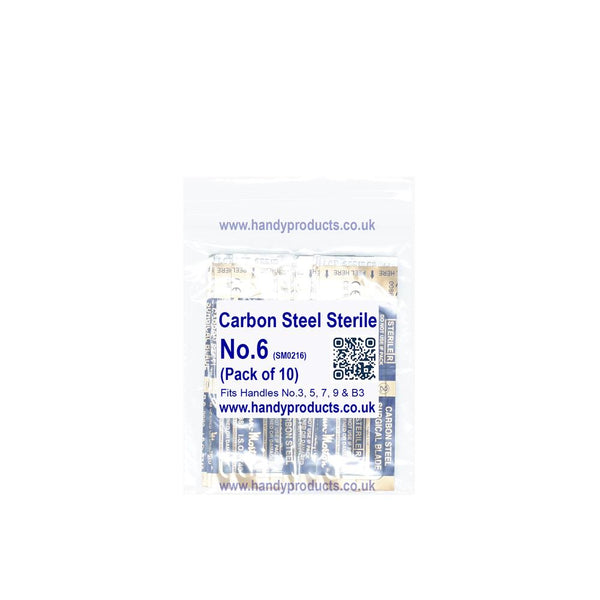 Swann Morton No 6 Sterile Carbon Steel Blades 0216 (Pack of 10)