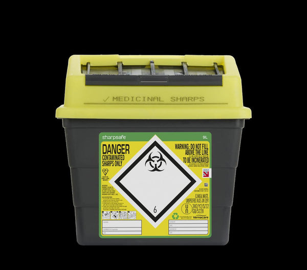 9 Litre Yellow Sharps Container (Pack of 2) - HandyProducts.co.uk