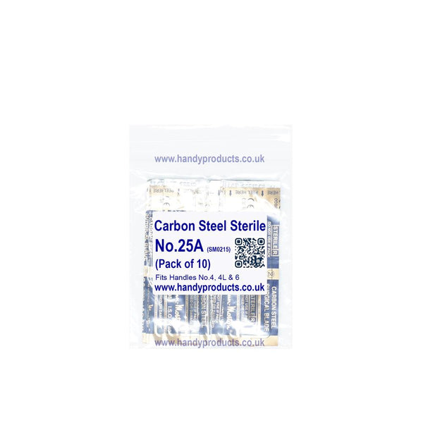 Swann Morton No 25A Sterile Carbon Steel Blades 0215 (Pack of 10)