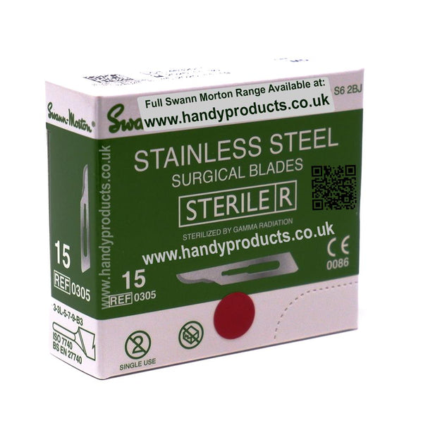 Swann Morton No 15 Sterile Stainless Steel Blades 0305 (Pack of 100)