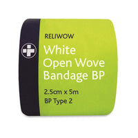 2.5cm x 5m White Open Wove Bandage BP  (Pack of 12)