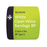 2.5cm x 5m White Open Wove Bandage BP  (Pack of 12)