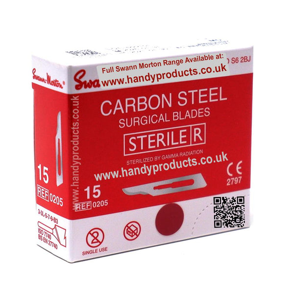 Swann Morton No 15 Sterile Carbon Steel Blades 0205 (Pack of 100)