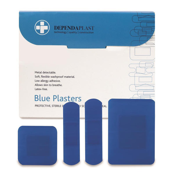 Assorted Blue Metal Detectable Plasters Sterile (Pack of 100) - HandyProducts.co.uk