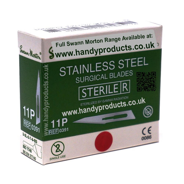 Swann Morton No 11P Sterile Stainless Steel Blades 0391 (Pack of 100)