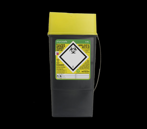 0.6 Litre Yellow Sharps Container (Pack of 2)