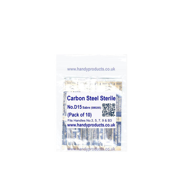 Swann Morton Sabre No D15 Sterile Carbon Steel Blades 0265 (Pack of 10)