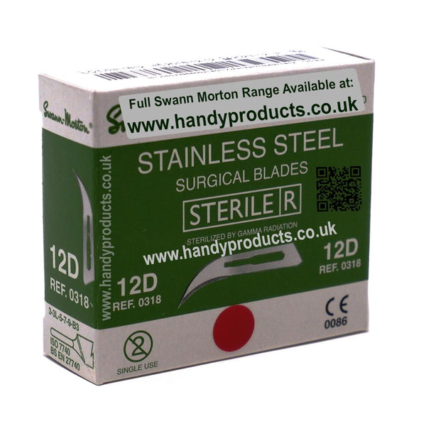 Swann Morton No 12D Sterile Stainless Steel Blades 0318 (Pack of 100)