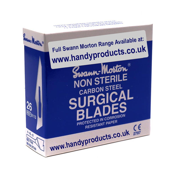 Swann Morton No 26 Non Sterile Carbon Steel Blades 0113 (Pack of 100)