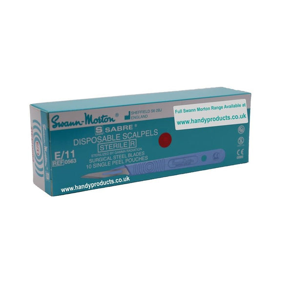 SABRE No E11 Sterile Disposable Scalpels 0563 (Pack of 10)