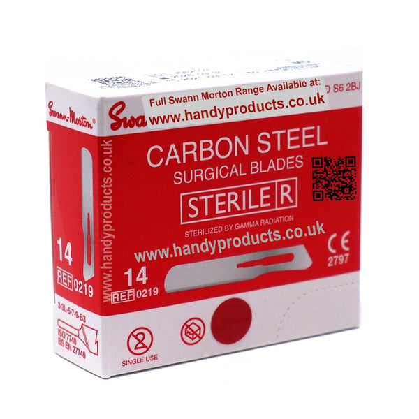 Swann Morton No 14 Sterile Carbon Steel Blades 0219 (Pack of 100)
