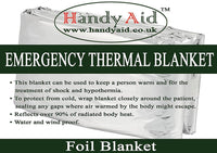 Handy Aid Emergency Thermal Foil Blanket (Pack of 100) - HandyProducts.co.uk