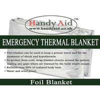 Handy Aid Emergency Thermal Foil Blanket (Pack of 2) - HandyProducts.co.uk