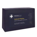 Multisoft Plasters in Blue Plastic Box. Assorted (Box of 120) - HandyProducts.co.uk