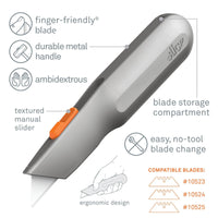 Slice 10490 Manual Metal-Handle Utility Knife Grey/Orange - HandyProducts.co.uk