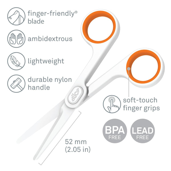 Small Rounded Scissors Slice 10544 Small Scissors Rounded Tip White/Orange – HandyProducts.co.uk