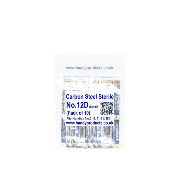 Swann Morton No 12D Sterile Carbon Steel Blades 0218 (Pack of 10) - HandyProducts.co.uk