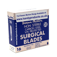 Swann Morton No 16 Non Sterile Carbon Steel Blades 0122 (Pack of 100) - HandyProducts.co.uk