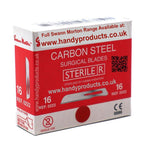 Swann Morton No 16 Sterile Carbon Steel Blades 0222 (Pack of 100) - HandyProducts.co.uk