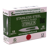 Swann Morton No 18 Sterile Stainless Steel Blades 0323 (Pack of 100) - HandyProducts.co.uk