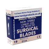 Swann Morton No 19 Non Sterile Carbon Steel Blades 0124 (Pack of 100) - HandyProducts.co.uk