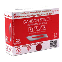 Swann Morton No 20 Sterile Carbon Steel Blades 0206 (Pack of 100) - HandyProducts.co.uk