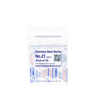 Swann Morton No 21 Sterile Stainless Steel Blades 0307 (Pack of 10) - HandyProducts.co.uk