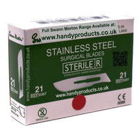 Swann Morton No 21 Sterile Stainless Steel Blades 0307 (Pack of 100) - HandyProducts.co.uk