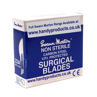 Swann Morton No 22A Non Sterile Carbon Steel Blades 0109 (Pack of 100) - HandyProducts.co.uk