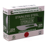 Swann Morton No 22A Sterile Stainless Steel Blades 0309 (Pack of 100) - HandyProducts.co.uk