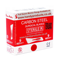 Swann Morton No 9 Sterile Carbon Steel Blades 0217 (Pack of 100) - HandyProducts.co.uk