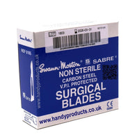 Swann Morton Sabre No D15 Non Sterile Carbon Steel Blades 0185 (Pack of 100) - HandyProducts.co.uk
