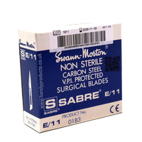 Swann Morton Sabre No E11 Non Sterile Carbon Steel Blades 0183 (Pack of 100) - HandyProducts.co.uk
