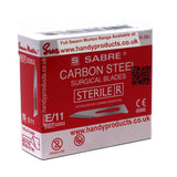 Swann Morton Sabre No E11 Sterile Carbon Steel Blades 0263 (Pack of 100) - HandyProducts.co.uk